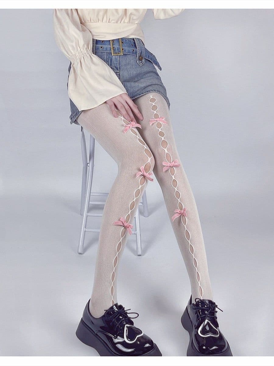 image-Lace Milky White Stockings For Women
