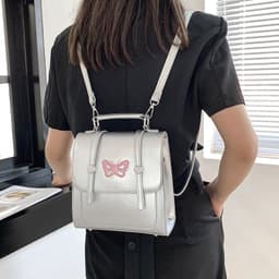 image-Silver Shoulder Messenger Bag Three-purpose Backpack Fashion
