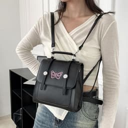 image-Silver Shoulder Messenger Bag Three-purpose Backpack Fashion