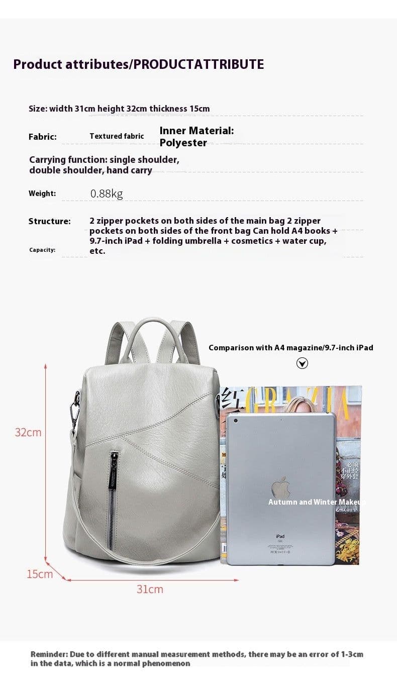image-Women's Simple Fashion Large Capacity Casual Backpack