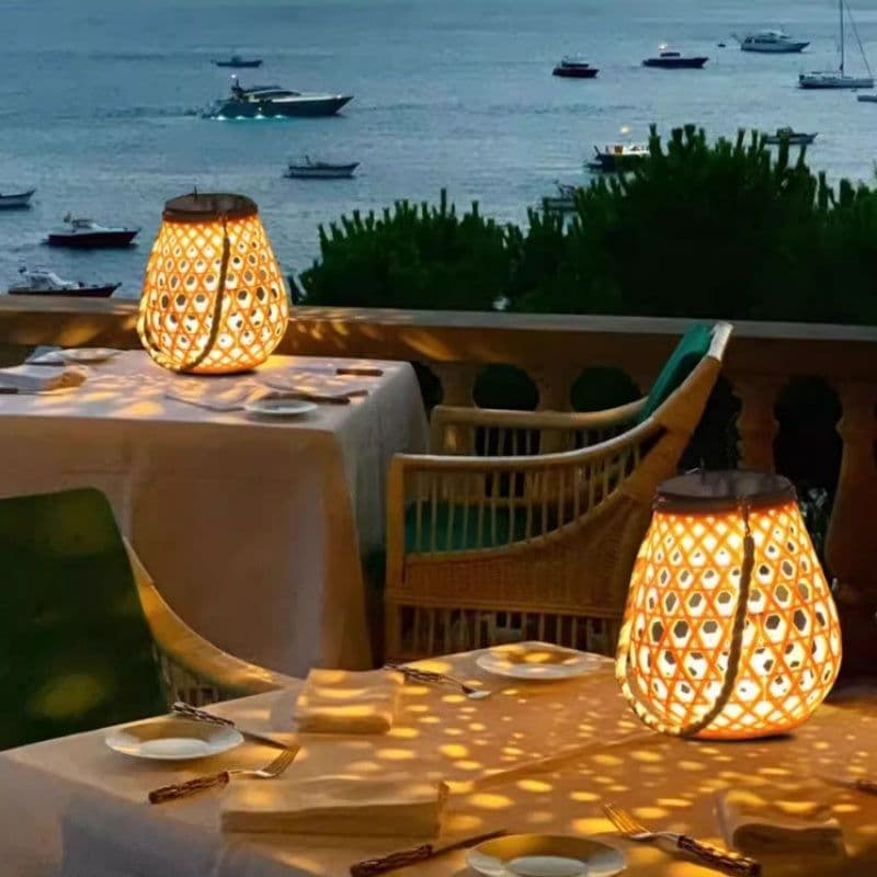 image-Solar Garden Lamp Rattan Floor Garden Ambience Light