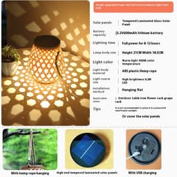 image-Solar Garden Lamp Rattan Floor Garden Ambience Light