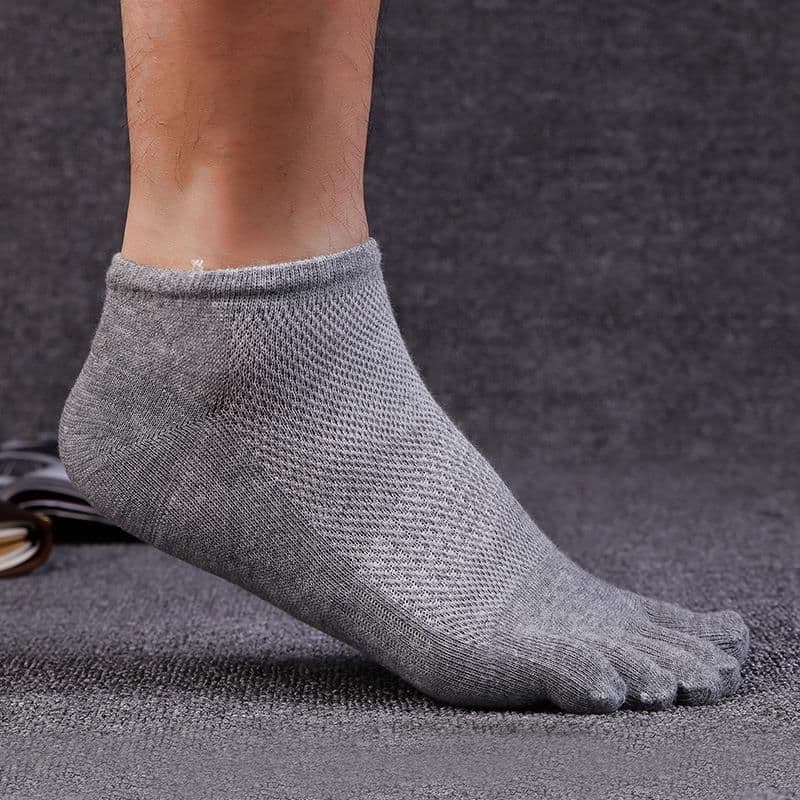 image-Men's Cotton Summer Short Tube Thin Socks Toe Socks Mesh Breathable