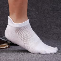 image-Men's Cotton Summer Short Tube Thin Socks Toe Socks Mesh Breathable