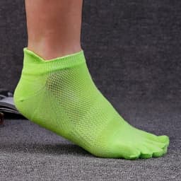 image-Men's Cotton Summer Short Tube Thin Socks Toe Socks Mesh Breathable