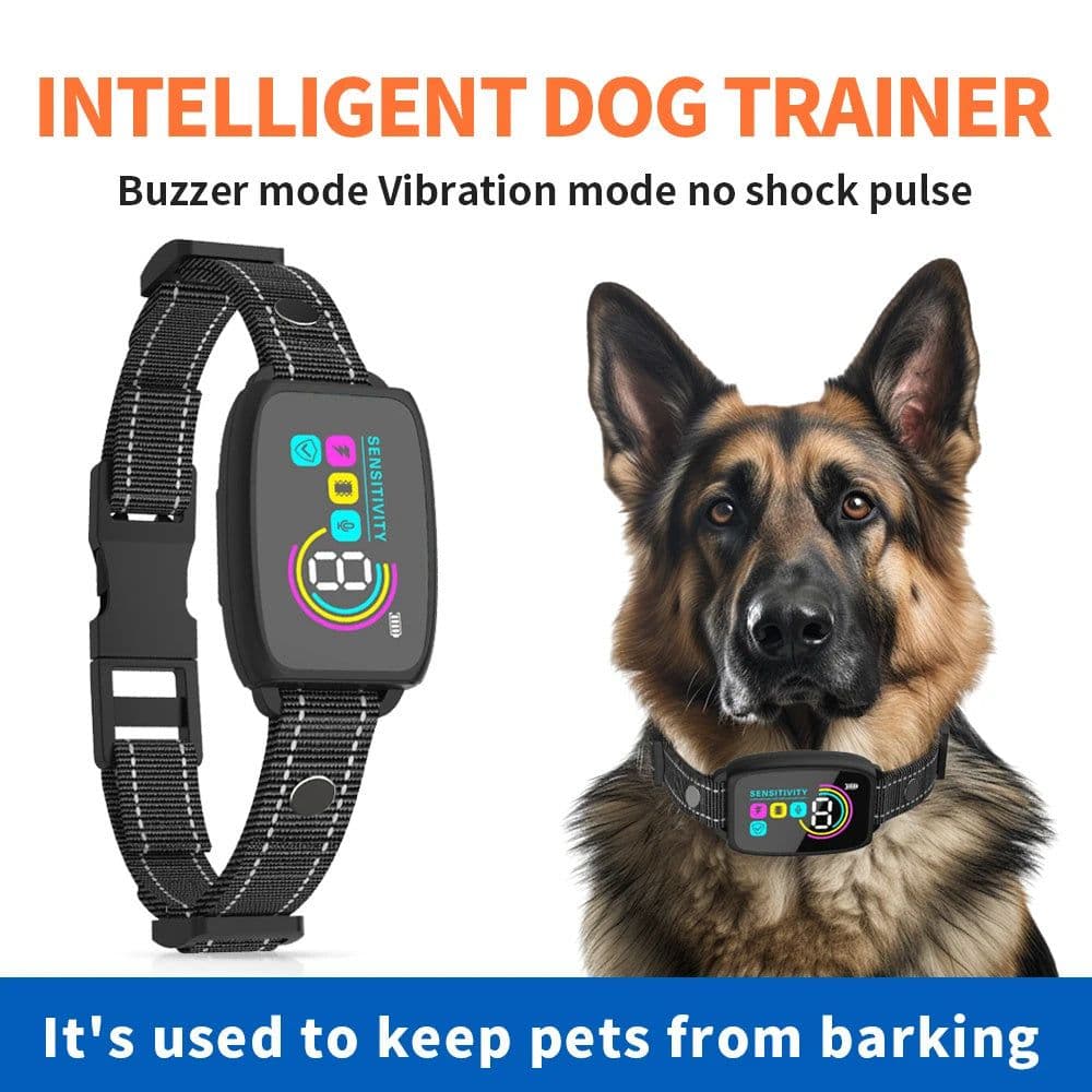 image-Smart Automatic Anti Barking Dog Collar Rechargeable Bark Stopper Stop Barking HD Digital Display IP67 Waterproof Collar For Dogs Pet Products