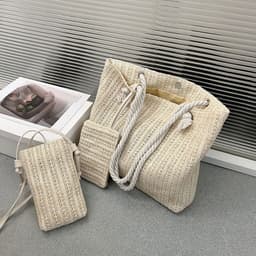 image-Fashion Straw Shoulder Tote Bag
