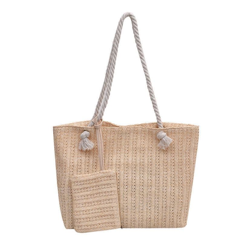 image-Fashion Straw Shoulder Tote Bag