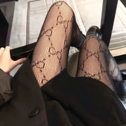 image-Hollow Lace Mesh Stockings Bottoming Pantyhose Japanese Lolita Retro