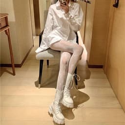 image-Hollow Lace Mesh Stockings Bottoming Pantyhose Japanese Lolita Retro