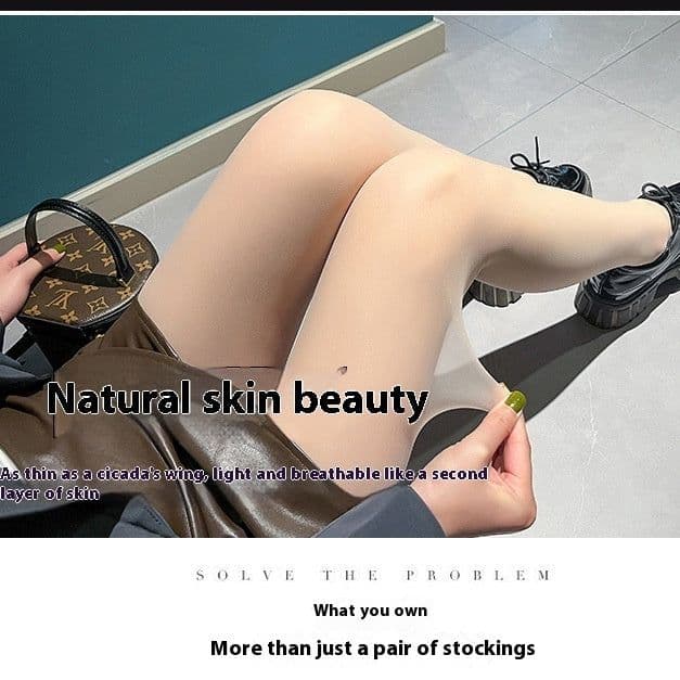 image-Black Silk Stockings Thin Nylon Silk Pantyhose Sunscreen Superb Fleshcolor Pantynose