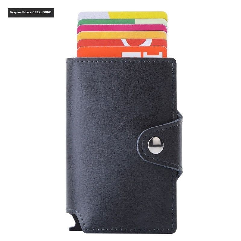 image-Thin Anti-degaussing Business Card Holder Automatic Pop-up Metal Card Bag