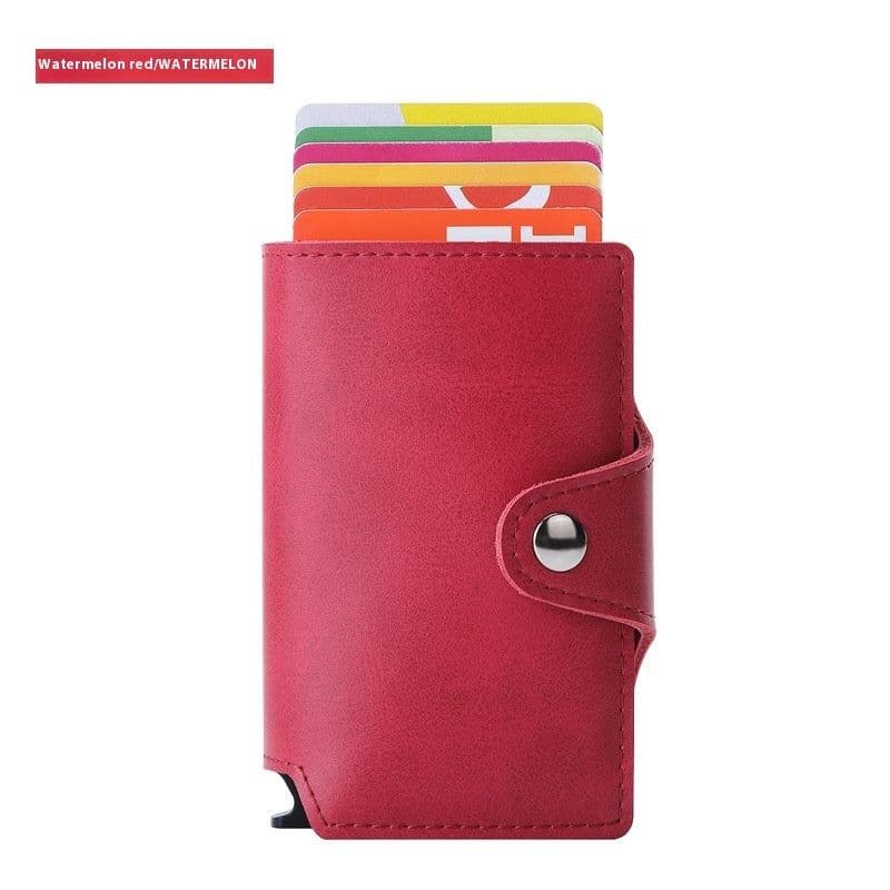image-Thin Anti-degaussing Business Card Holder Automatic Pop-up Metal Card Bag