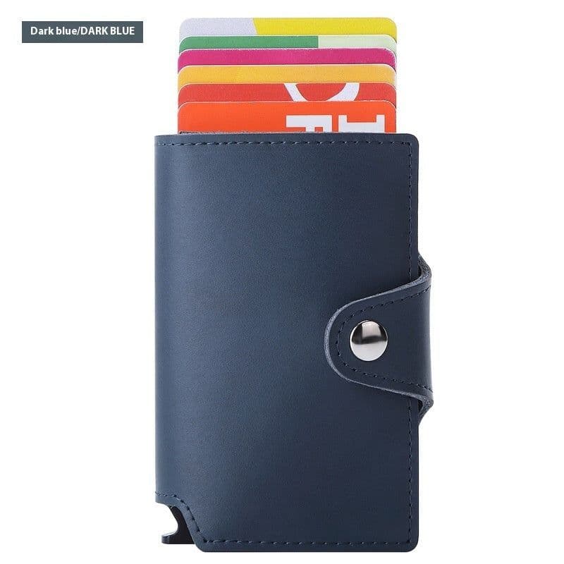 image-Thin Anti-degaussing Business Card Holder Automatic Pop-up Metal Card Bag
