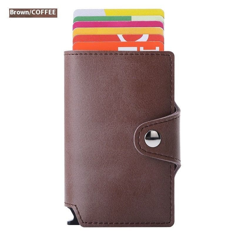 image-Thin Anti-degaussing Business Card Holder Automatic Pop-up Metal Card Bag