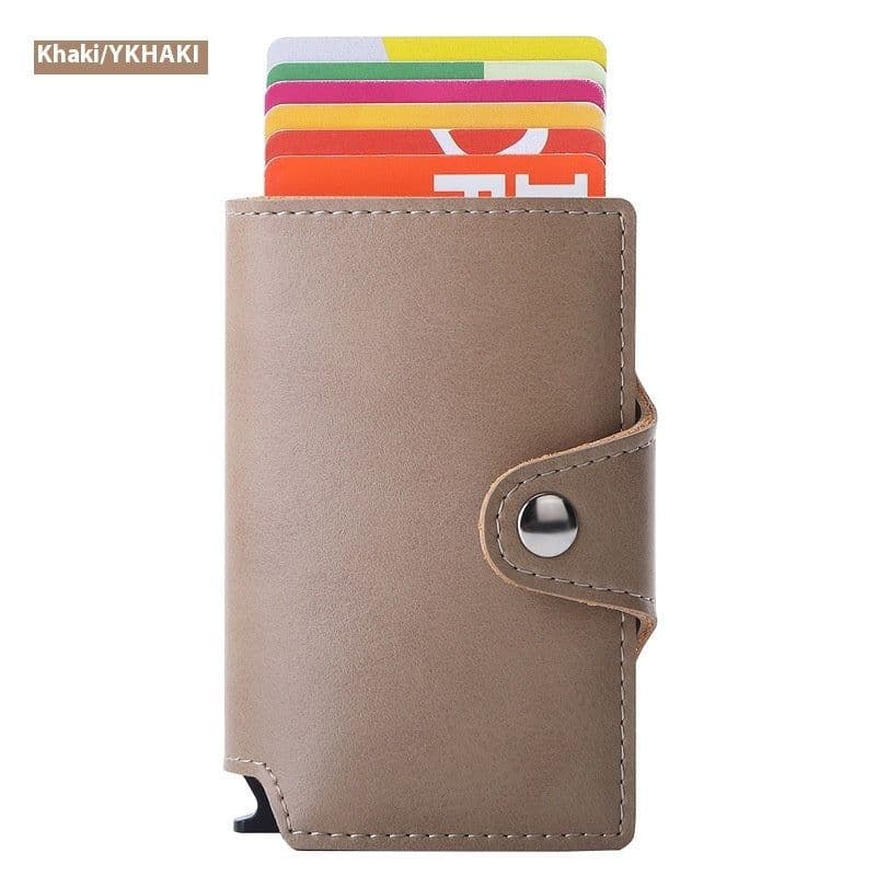 image-Thin Anti-degaussing Business Card Holder Automatic Pop-up Metal Card Bag