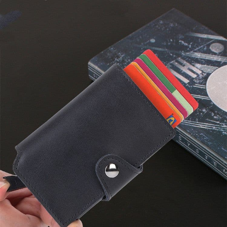 image-Thin Anti-degaussing Business Card Holder Automatic Pop-up Metal Card Bag