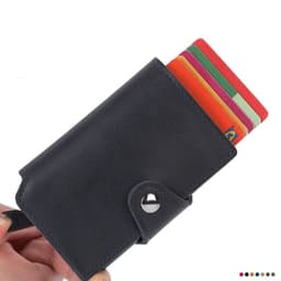 image-Thin Anti-degaussing Business Card Holder Automatic Pop-up Metal Card Bag