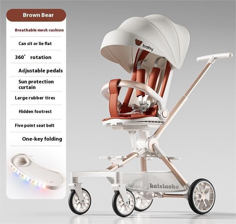image-Four-wheel Children Infants Two-way Reclining Trolley Lightweight Folding