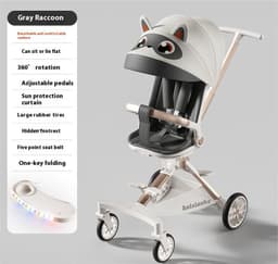 image-Four-wheel Children Infants Two-way Reclining Trolley Lightweight Folding