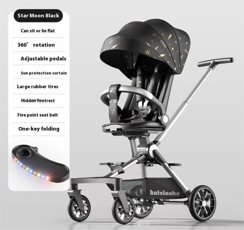 image-Four-wheel Children Infants Two-way Reclining Trolley Lightweight Folding
