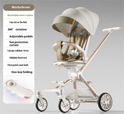 image-Four-wheel Children Infants Two-way Reclining Trolley Lightweight Folding