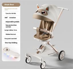 image-Four-wheel Children Infants Two-way Reclining Trolley Lightweight Folding