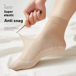 image-Cotton Base Mid-calf Anti-snagging Silk Springsummer Thin Anti-slip Breathable And Wearable Invisible Flesh Color Short Stockings