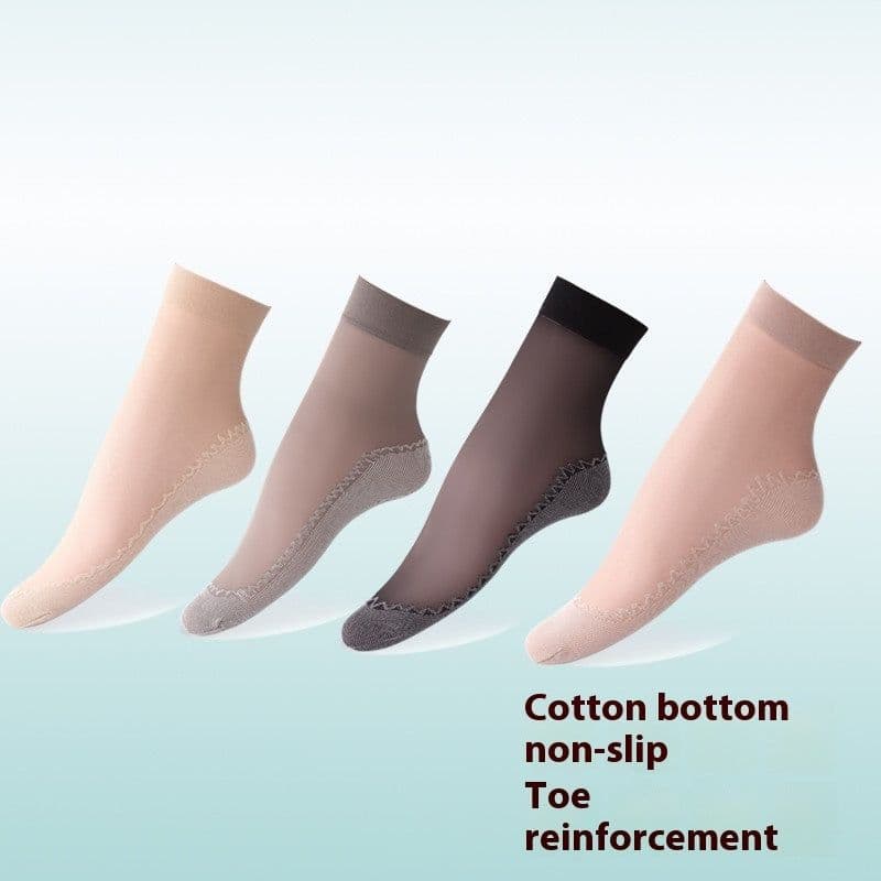 image-Cotton Base Mid-calf Anti-snagging Silk Springsummer Thin Anti-slip Breathable And Wearable Invisible Flesh Color Short Stockings