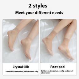image-Cotton Base Mid-calf Anti-snagging Silk Springsummer Thin Anti-slip Breathable And Wearable Invisible Flesh Color Short Stockings