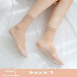 image-Cotton Base Mid-calf Anti-snagging Silk Springsummer Thin Anti-slip Breathable And Wearable Invisible Flesh Color Short Stockings