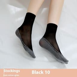 image-Cotton Base Mid-calf Anti-snagging Silk Springsummer Thin Anti-slip Breathable And Wearable Invisible Flesh Color Short Stockings