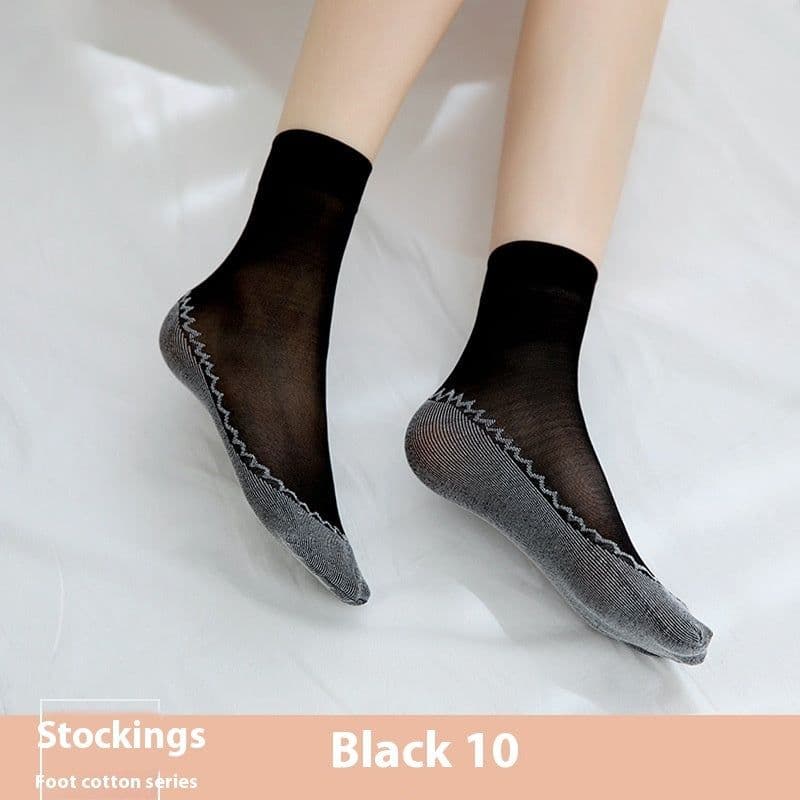 image-Cotton Base Mid-calf Anti-snagging Silk Springsummer Thin Anti-slip Breathable And Wearable Invisible Flesh Color Short Stockings