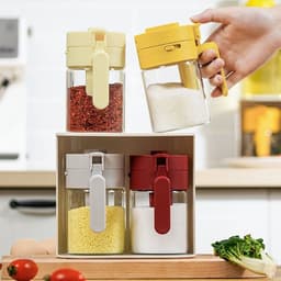 image-Small Seasoning Jars With Lids And Spoons Measuring Spoon Separation Seasoning Box Kitchen Household Tiny Seasoning Containers Kitchen Gadgets