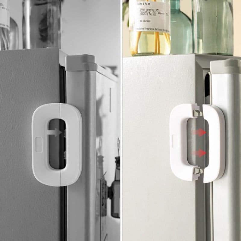image-Household Refrigerator Lock Freezer Door Lock Toddler Children's Cabinet Safety Lock Baby Anti-pinching Safety For Baby Kitchen Gadgets