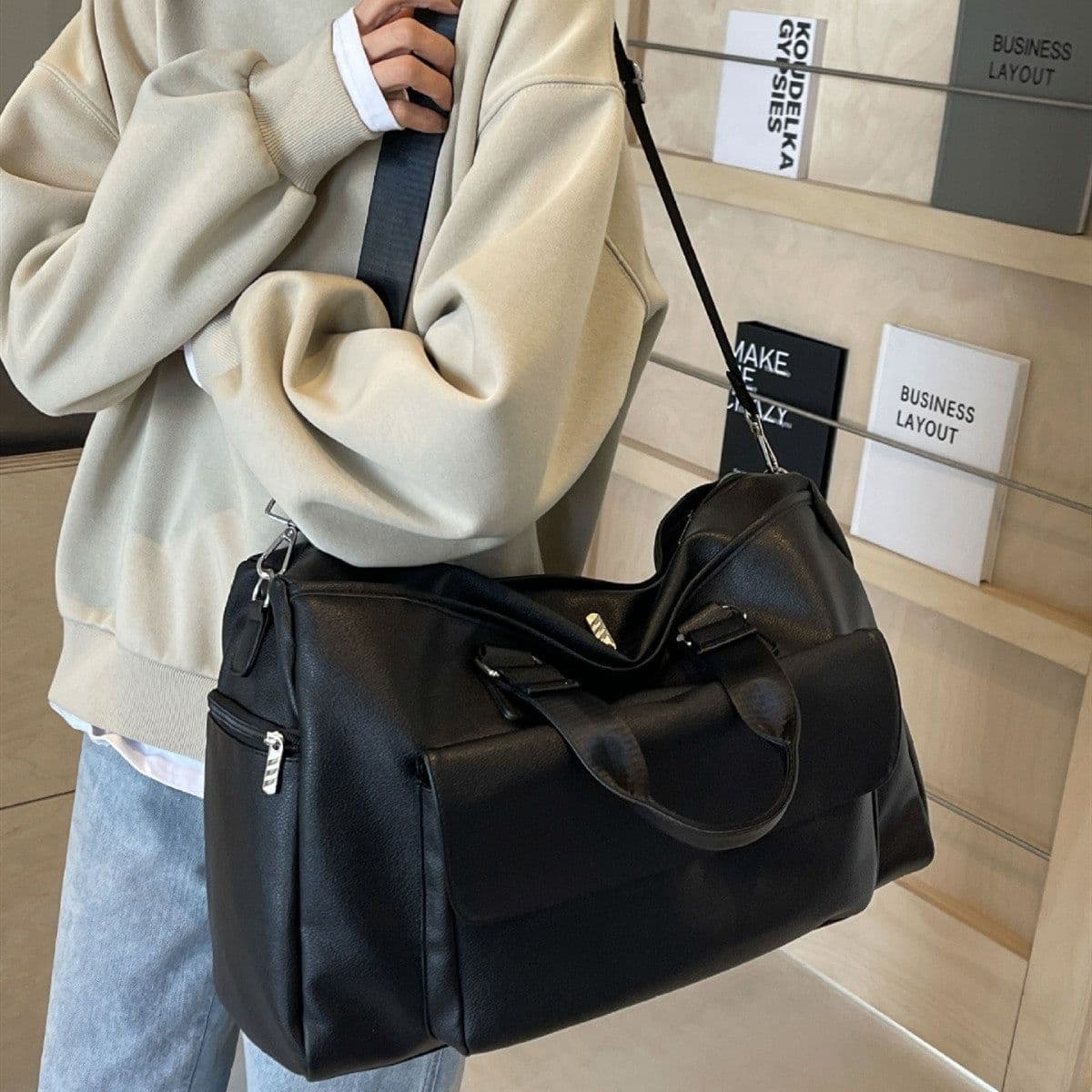 image-Travel Bag Pu Portable Fitness Large Capacity Fashion