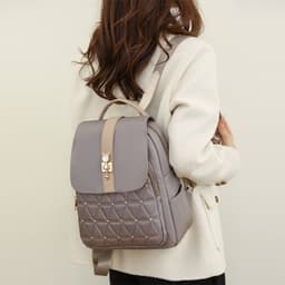 image-Women's Nylon Rhombus Large Capacity Travel Backpack