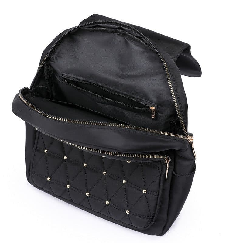 image-Women's Nylon Rhombus Large Capacity Travel Backpack