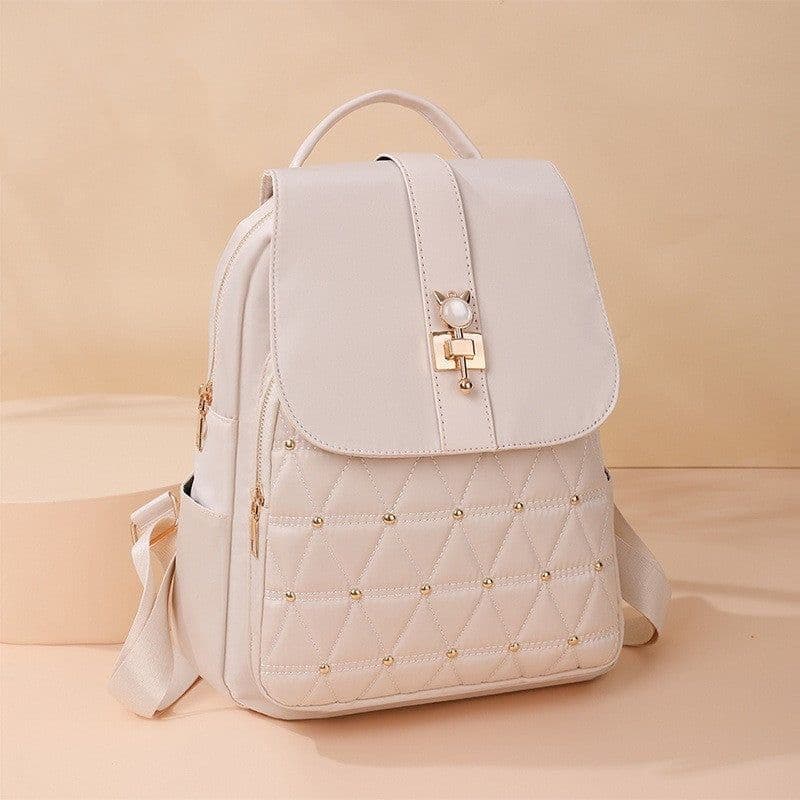 image-Women's Nylon Rhombus Large Capacity Travel Backpack