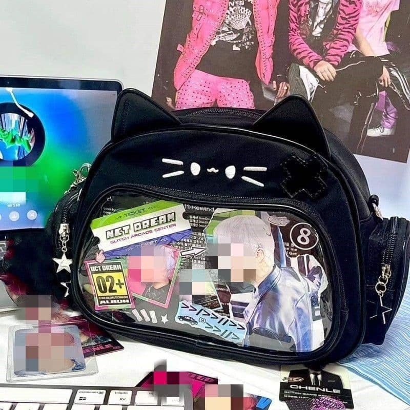 image-Student Commuter Cute Mechanical Cat Large Capacity College Messenger Bag