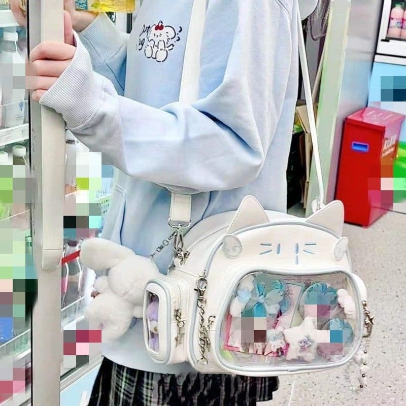 image-Student Commuter Cute Mechanical Cat Large Capacity College Messenger Bag