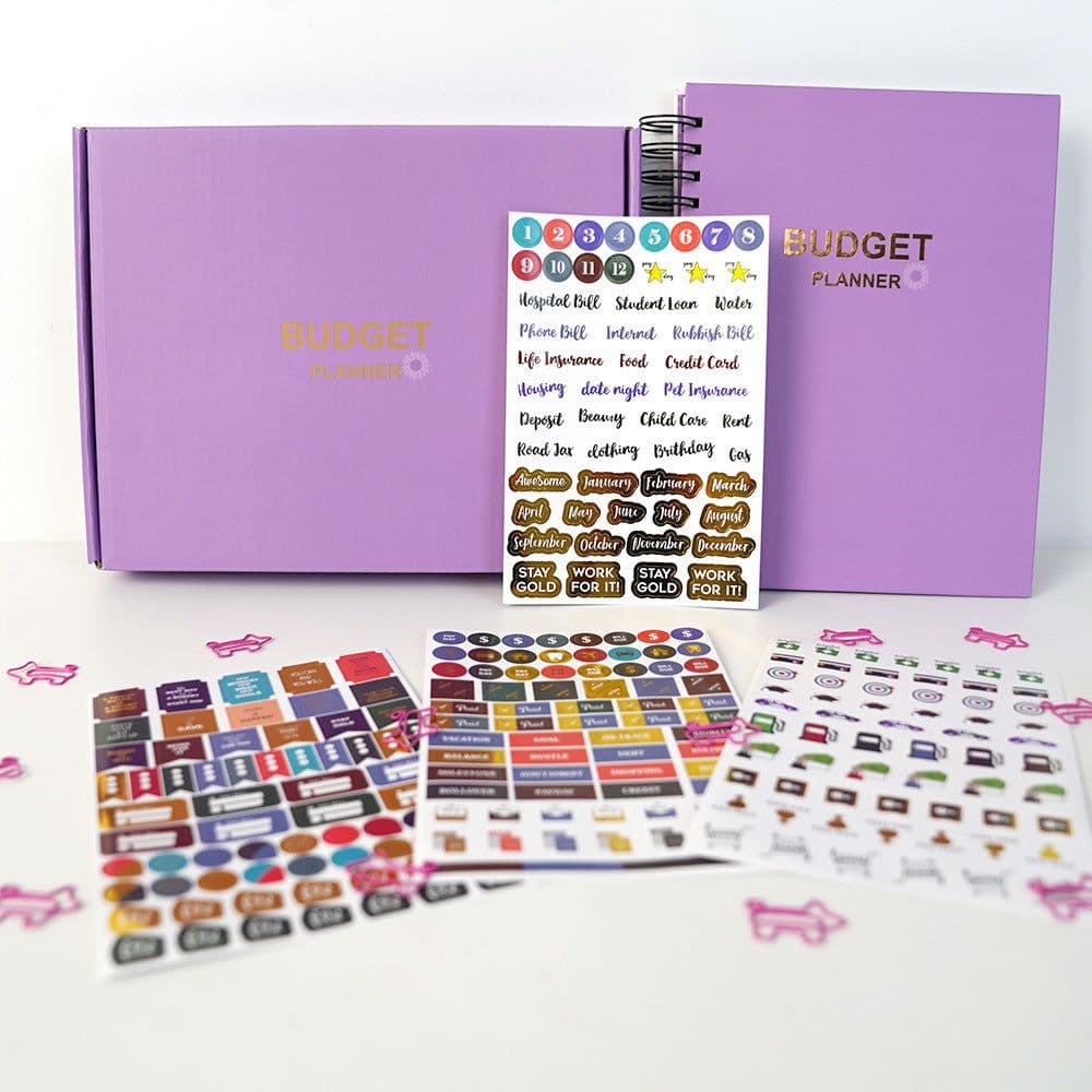 image-Coil Notebook Stickers Monthly Financial Planning English Budget Book Suit