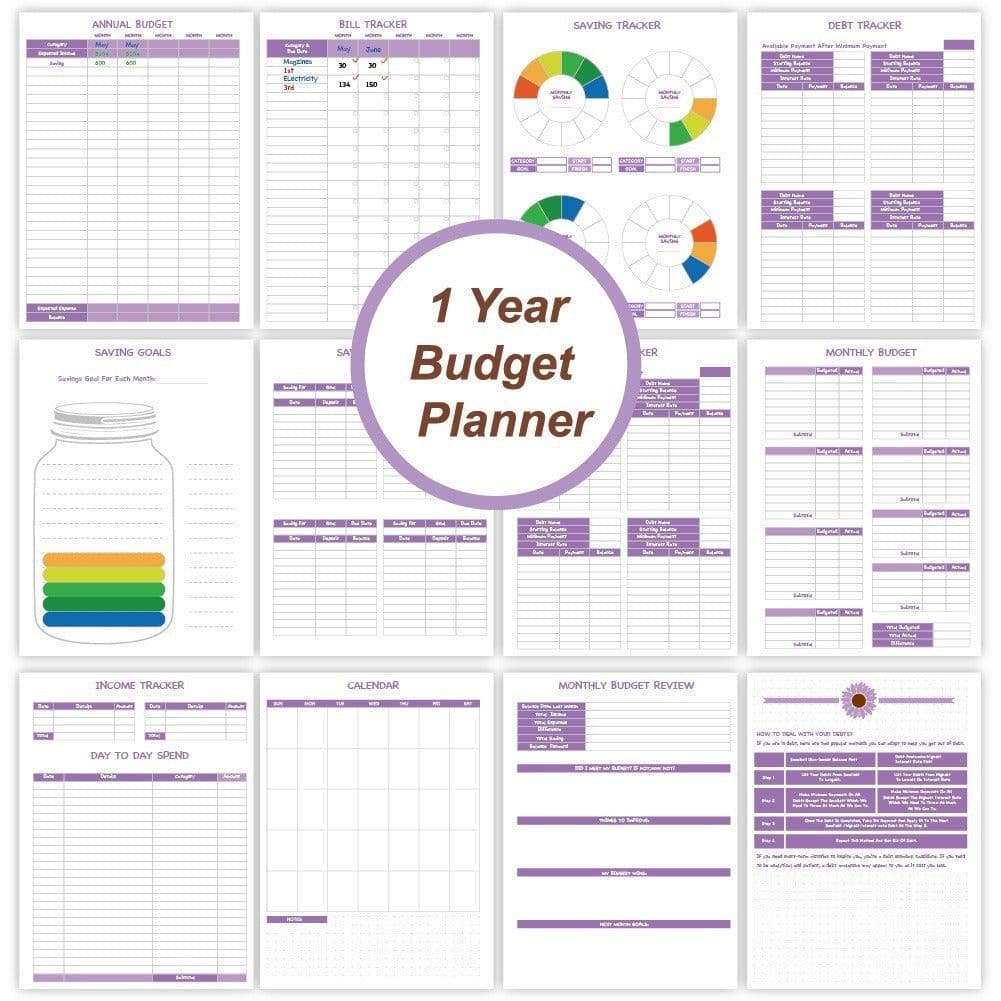 image-Coil Notebook Stickers Monthly Financial Planning English Budget Book Suit