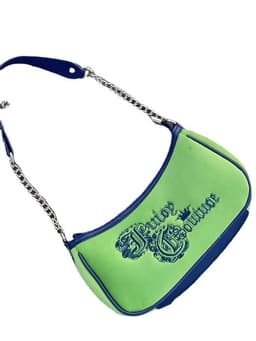 image-Vintage Grass Embroidered Velvet Shoulder Handbag