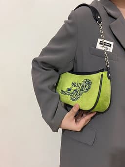 image-Vintage Grass Embroidered Velvet Shoulder Handbag