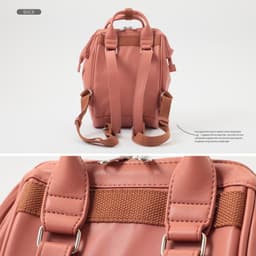 image-Leather Backpack Women's Vintage Bag Coin Purse