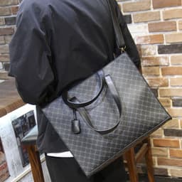 image-Plaid Tote Daily Casual Shoulder Bag Men's Briefcase Crossbody