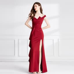 image-Red Evening Dress For Women Spring And Summer
