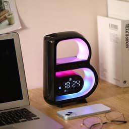 image-2024 New B-Shaped Blutooth Speaker Multifunctional Smart Music Rhythm Lighting Phone Wireless Charger TF Card AUX Input Standard Mode