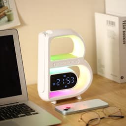 image-2024 New B-Shaped Blutooth Speaker Multifunctional Smart Music Rhythm Lighting Phone Wireless Charger TF Card AUX Input Standard Mode